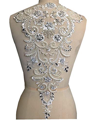 Zbroh Strass, Perlenstickerei, Körper, Spitze, Strass-Applikationen, Nähen, Hochzeit, Applikationen, Nähzubehör, 52 x 28 cm von zbroh