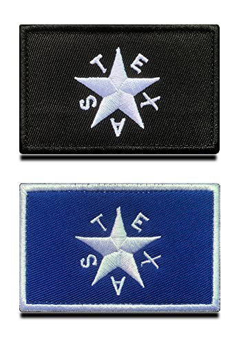 2 Pack Taktischer Patch von Texas Lonely Star Military Combat Patch Kompatibel mit Klettverschluss, Dekorative bestickte Texas Applikationen Tags für DIY Rucksäcke Kappe Kleidung Cosplay Custom Dog von Zcketo