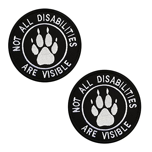 2 Packungen Emotional Animal Patch Not All Disabilities are Visible Westen/Geschirre Taktisches Militär Abzeichen Emblem Bestickter Verschluss Klettverschluss Patches Applikationen 8,9 cm Größe von Zcketo