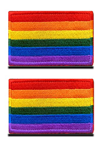 2 Packungen LGBT Regenbogen-Flagge, bestickt, Klettverschluss-Emblem, zum Aufnähen, lustige Gay-Rechts-Aufnäher, 8 x 5,1 cm von Zcketo