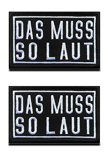 2 Pcs Biker Modernes Komisch "DAS MUSS SO LAUT" Militär Moral Taktisch Flicken Bestickter Aufnäher Verschluss für Rucksack Jacke Weste Tasche Kappen Hut Jeans Hundeweste von Zcketo