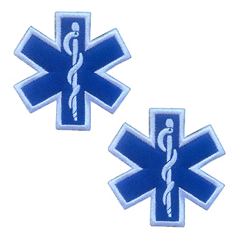 2 Pcs EMT Kreuzen Medizinische Patches, EMT EMS Sanitäter, medizinischer Stern des Lebens,für Erste-Hilfe-Tasche, Trauma, Medizin, Sanitäter, Erste-Hilfe-Rettungsset,Outdoor-Aktivitäten, Reisen von Zcketo