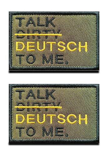 2 Pcs Talk Dirty/DEUTSCH to Me Fun Patch Gestickt Taktische Militär Moral Appliques Emblem für Biker Kleidung Rucksack Uniform Weste Hundegeschirr Militär Taktisch Draussen von Zcketo