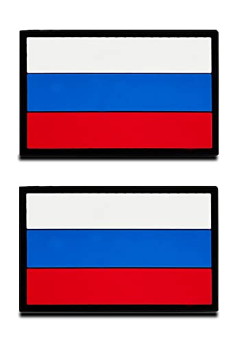 2 St. 3D PVC Rubber Russland Flagge Patch- Taktisch Russisch Nationales Emblem, Bestickter Aufnäher mit Verschluss, Militär Bänder für Rucksäcke Kleidung Taschen Uniform Weste von Zcketo