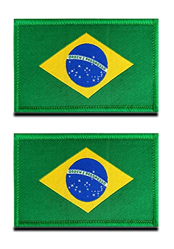Zcketo 2 St. Brasilien Flagge Patch- Taktisch Kanadisch Klettabzeichen, Bestickter Aufnäher mit Klettverschluss, Militär Aufkleber Klettbänder für Rucksäcke Kleidung Taschen Uniform Weste Jersey von Zcketo