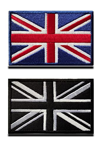 Zcketo 2 St. Britische Union England-Flagge Emblem Grossbritannien UK Gestickt Verschluss Aufnäher für Kleidung Taschen Rucksack Uniform Weste Hundegeschirr Militär Taktisch Draussen Jersey von Zcketo