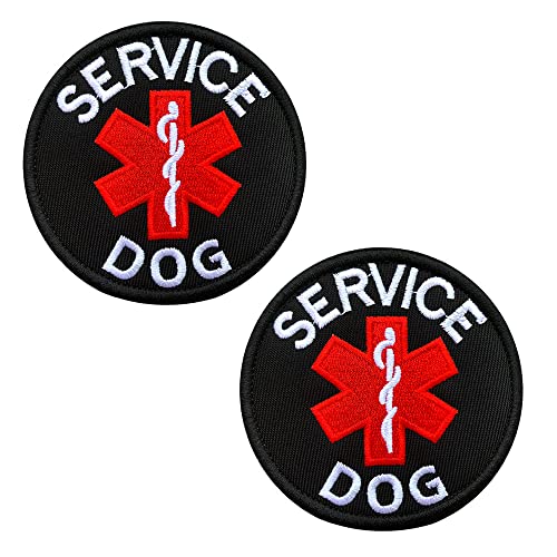 2 St. EMT Cross Service Dog Patch Diensthunde Westen/Geschirre Emblem Bestickter Gestickt Abzeichen Medic EMT Service Hund Patch für mittelgroße große Hunde Weste Geschirr Kleidung von Zcketo