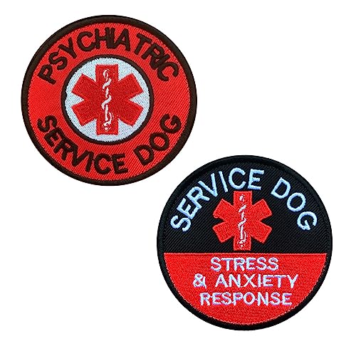 2 St. EMT "Psychiatric & Stress & Anxiety Response" Diensthunde Westen/Geschirre Emblem Bestickter Gestickt Abzeichen Medic EMT Service Hund Patch für Hunde Weste Geschirr Kleidung von Zcketo