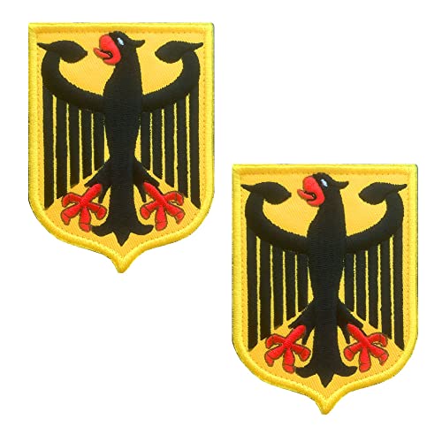 2 St. Gold Deutschland Adler Patch Taktisch Adler-Schild Patch mit Klettverschluss für Kleidung Taschen Rucksack Uniform Weste Hundegeschirr Militär Taktisch Draussen Ausrüstung von Zcketo