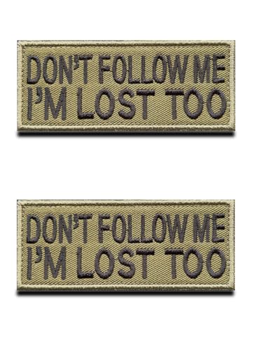 2 St. Grün Dont Follow ME I'm Lost Too Lustig Patch Taktische Militär Moral Appliques Emblem für Kleidung Rucksack Uniform Weste Hundeweste Draussen Biker Ausrüstung Patch von Zcketo