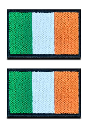 2 St. Irland Flagge Patch - Taktisch Glücklich Irisch Nationales Emblem, Bestickter Aufnäher mit Verschluss, Militär Bänder für Rucksäcke Kleidung Taschen Uniform Weste Jersey von Zcketo