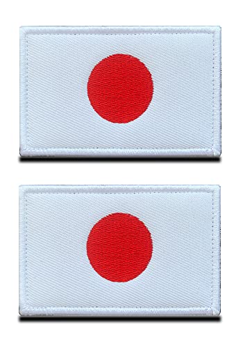 2 St. Japan Flagge Patch - Taktisch Japanisch Emblem, Stoff-Patch mit Verschluss, Militär Fabric Bänder Patch für Rucksäcke Kleidung Taschen Uniform Weste Jersey von Zcketo