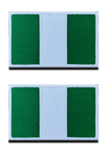 2 St. Nigeria Nigerianer Flagge Patch - Taktisch Nationales Emblem, Bestickter Aufnäher mit Verschluss, Militär Bänder für Reisen Rucksäcke Kleidung Uniform Weste Armband von Zcketo