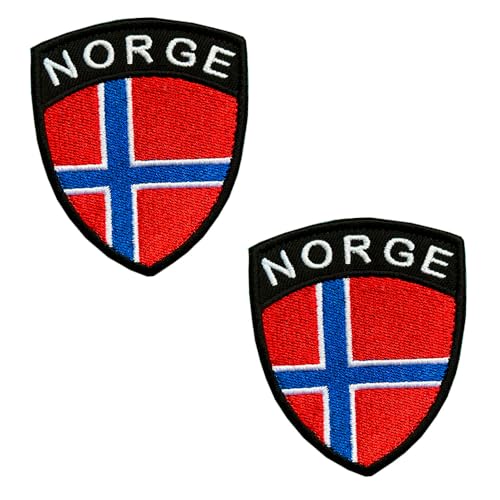 2 St. Norwegen Schild Patch- Taktisch Norwegisch Schild Patch, Bestickter Aufnäher mit Verschluss, Militär Aufkleber Bänder für Rucksäcke Kleidung Taschen Uniform Weste Jersey von Zcketo