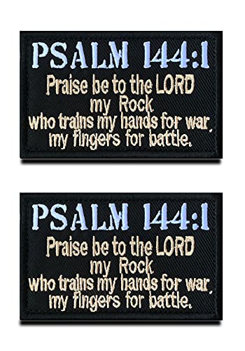 2 St. Taktische Religiöse Psalm 144:1 Biblische Verse Glauben an Jesus Christus Patch - Taktisch Psalm Emblem, Bestickter Aufnäher für Rucksäcke Kleidung Taschen Uniform Weste Jersey von Zcketo