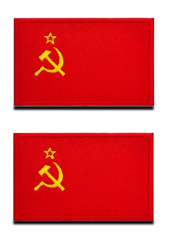 2 St. Sowjetunion USSR Flagge Patch - Taktisch Nationales Emblem, Bestickter Aufnäher mit Verschluss, Militär Bänder für Reisen Rucksäcke Kleidung Uniform Weste Armband von Zcketo