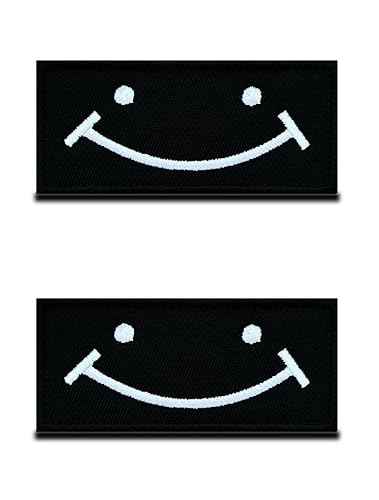 2 St.Taktisches Lustige Lächelndes Gesicht Patch Fun Stickerei Gestickt Applikationen für Kleidung Taschen Rucksack Uniform Weste Hundegeschirr Helm Militär Taktisch - 9 x 4 cm von Zcketo