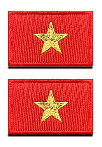 2 St.Vietnams Vietnam Flagge Patch - Taktisch Nationales Emblem, Bestickter Aufnäher mit Verschluss, Militär Bänder für Reisen Rucksäcke Kleidung Uniform Weste Armband von Zcketo