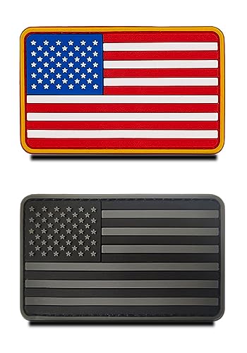 2 Stück 3D PVC Rubber US USA Flaggen Patch, Schweres Robust Material,Hakenrückseite ohne Schlaufe, Taktische Amerikaner Applikationen Patch für Kleidung Taschen Rucksack Uniform Weste von Zcketo