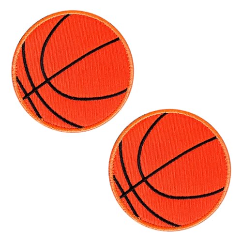 2 Stück Basketball Logo Patch Fun Symbol Bestickter Aufnäher Insignien Sport Symbolisch Patch für Rucksäcke Kleidung Taschen Uniform Weste Jersey Biker Patch Gesammelt von Zcketo