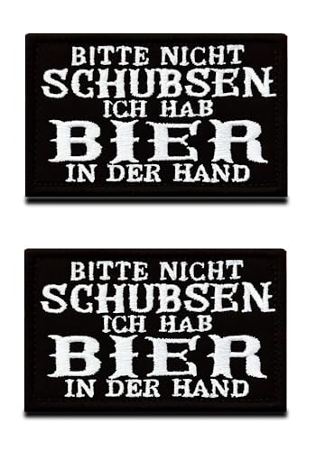 2 Stück "Bier in Der Hand" Bestickte Applikation Lustiges Biker Fun Moral Bänder Patches für Taktische Rucksack Kleidung Uniform Weste Hundeweste Baseballkappe Bierdekoration von Zcketo