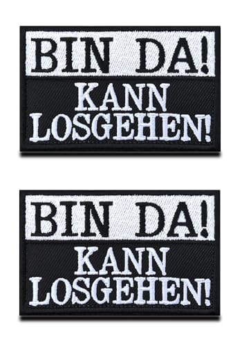 2 Stück "Bin Da Kann" Ermutigte Heilung Bestickte Applikation Lustiges Biker Fun Moral Patches für Taktische Airsoft Cosplay Paintball Kleidung Rucksack Uniform Hunde Weste von Zcketo