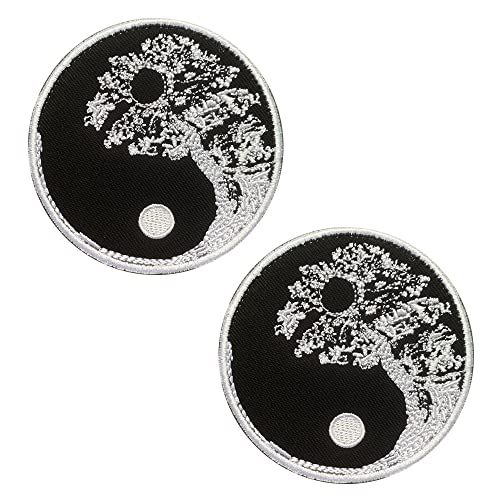 2 Stück Buddhistischer Zen Yin Yang Baum Patches mit Verschluss, Taktische Militär Moral Appliques Emblem Abzeichen Patch zum Rucksack kleidung Jacken Jeans Hut Weste Buddhisten von Zcketo