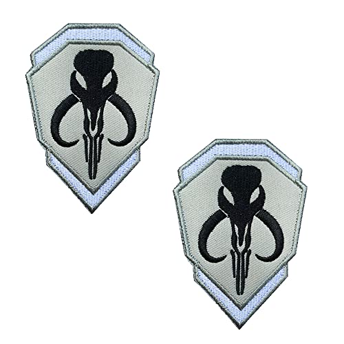 2 Stück Film Mandalorian Mythosaurier Wappen Kopfgeldjäger "Boba Fett" Schädel Schild Patch, Taktische Morale bestickte Applikation Badge Dekorative Patches zum Kleidung Rucksack-10cmx 7cm von Zcketo