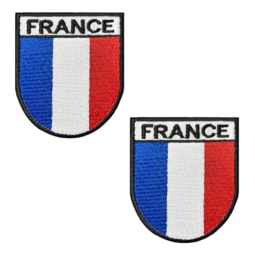 2 Stück Frankreich Schild Flagge Patch - Taktisch Französisches Nationales Emblem, Bestickter Stickerei Aufnäher Stoff Bänder Patch für Rucksäcke Kleidung Taschen Uniform Weste Jersey Reisen von Zcketo