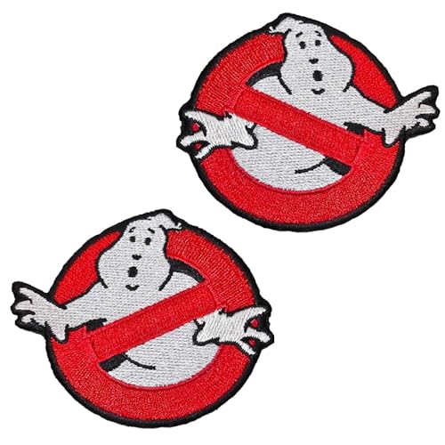 2 Stück Ghostbusters Halloween bestickt zum Aufbügeln oder Aufnähen, lustige Flicken ohne Ghostbusters, Team-Logo, Applikation, Emblem für Kostüm, Cosplay, Uniform, Kinder, Herren, Urlaub, Sammeln von Zcketo