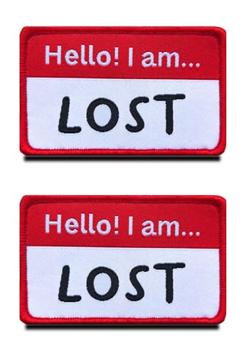 2 Stück Hello I'm Lost Lustig Patch mit Kleet Taktische Biker Worte Moral Appliques Emblem für Kleidung Rucksack Uniform Weste Hundegeschirr Taktisch Draussen Biker Dekorationen von Zcketo