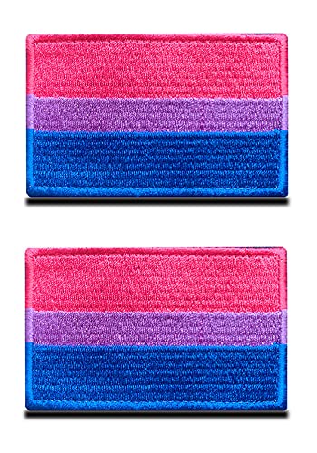 2 Stück LGBT Regenbogen Bisexual Flagge Patch, Regenbogen Bestickter Verschluss Emblem,Schwulenstolz Bisexuell Patches für Rucksäcke, Mützen, Westen, Helme, Jacken, Kleidung von Zcketo