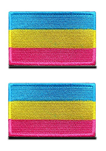 2 Stück LGBT Regenbogen Pansexual Flagge Patch, Regenbogen Bestickter Verschluss Emblem,Schwulenstolz Pansexual Patches für Rucksäcke, Mützen, Westen, Helme, Jacken, Kleidung von Zcketo