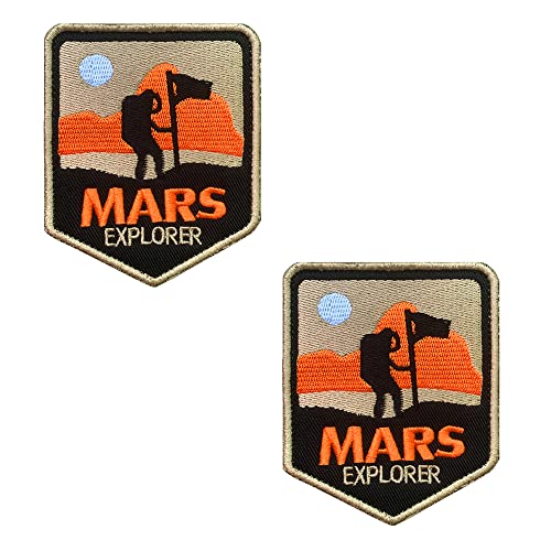 2 Stück Mars Explorer Tactical Patch Funny Space Exploration NASA Hook and Loop Embroidery Moral Military Emblem Patch for Jacket Backpacks Clothes Vest Uniforms Clothes Kids Adult von Zcketo