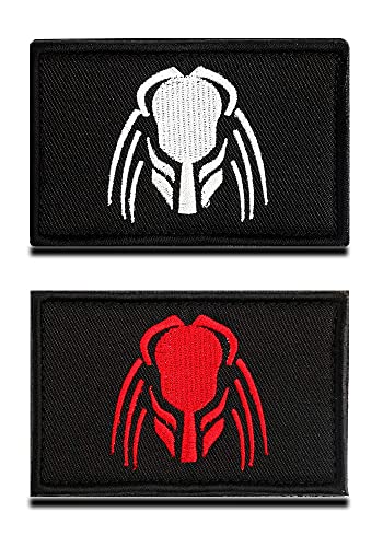 2 Stück Militärische Taktische Patches für Predator Raubtier Klettverschlüsse Stickerei Lustige Moral Emblem Tags Patch zum Anbringen an Rucksack Tasche Kappen Weste Sammeln von Zcketo