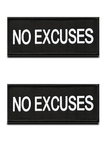 2 Stück "No Excuses" Keine Ausreden Patch Taktische Militär Moral Stickerei Appliques Emblem Kompatibel mit Klett für Kleidung Rucksack Uniform Weste Hundeweste Biker Jacke Patch von Zcketo