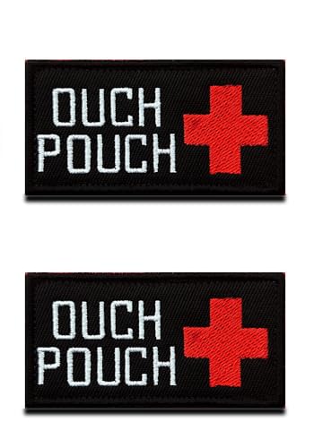 2 Stück "Ouch Pouch" Medic Kreuz Bestickter Aufnäher mit Verschluss Taktische Rettungsdienst Applikation Moral Emblem Patch für Taktische Rucksack Uniform Weste Jacke Hundegeschirr von Zcketo