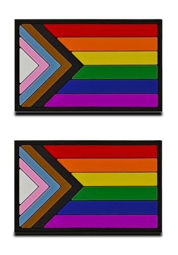 2 Stück PVC LGBT Regenbogen 3D Rubber Flagge Patch, Progressiv Rainbow Bestickter Verschluss, Emblem zum Aufnähen,Schwulenstolz Patch für Rucksäcke, Mützen, Westen, Helme, Jacken, Kleidung von Zcketo