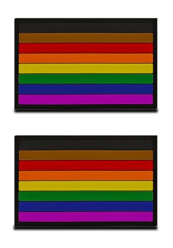 2 Stück PVC LGBT Regenbogen 3D Rubber Flagge Patch, Rainbow Bestickter Verschluss, Emblem zum Aufnähen,Schwulenstolz Patch für Rucksäcke, Mützen, Westen, Helme, Jacken, Kleidung von Zcketo