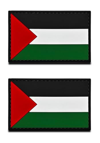 2 Stück Palästinensisch 3D PVC Rubber Flaggen Patch, Schweres Robust Material,Hakenrückseite ohne Schlaufe, Taktische Palestine Emblem Patch für Kleidung Taschen Rucksack Uniform Weste von Zcketo