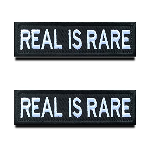 2 Stück Real ist selten "REAL IS RARE" Biker Patch Fun Sprichwort Patch Aufkleber Bänder Patch für Airsoft Paintball Taktische Kleidung Rucksack Uniform Weste Hundegeschirr von Zcketo