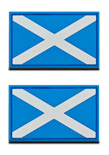 2 Stück Schottland-Flagge, 3D-PVC-Gummi-Patch, strapazierfähiges und solides Material, Hakenrückseite, taktisches britisches Schottenemblem, Patch für Kleidung, Tasche, Rucksack, Uniform, Weste, von Zcketo