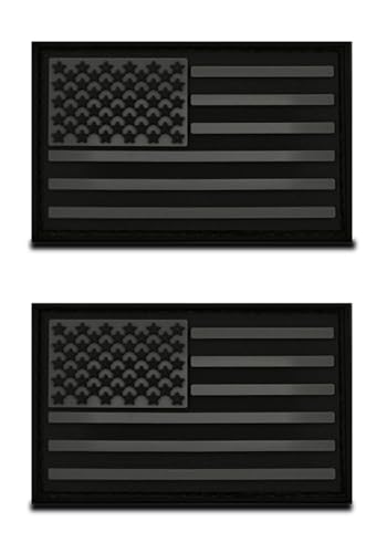 2 Stück Schwarz-Amerikanisch 3D PVC Rubber Flaggen Patch, Schweres Robust Material,ohne Schlaufe, Taktische Black USA Emblem Patch für Kleidung Taschen Rucksack Uniform Weste von Zcketo