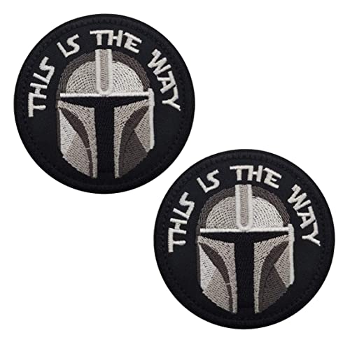 2 Stück "This is the Way" Mandalorian Full Helmet Tactical Bounty Hunter Patch Funny Moral Military Emblem Stickerei Hook and Loop Patch für Jacke Rucksäcke Kleidung Weste Uniformen von Zcketo