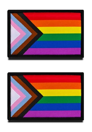 2 Stück Völlig LGBT Regenbogen Flagge Patch, Rainbow Bestickter Klettverschluss, Emblem zum Aufnähen,Schwulenstolz Patches für Rucksäcke, Mützen, Westen, Helme, Jacken, Kleidung von Zcketo