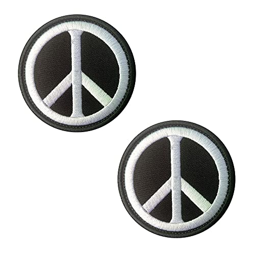 2 Stück Weltfriedenszeichen Logo Patch Haken und Schlaufe bestickte Applikation Anti Krieg Liebe Frieden Aufnähen Abzeichen Symbol Emblem für Rucksäcke Jeans Jacken Kleidung Uniform Weste von Zcketo