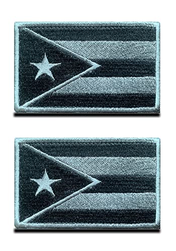 2 Stück schwarze Puerto Rico Flaggen-Patches, taktische Stickerei USA Puerto Rico Applique Emblem Militär Patch mit Klettverschluss für Hüte Rucksack Jacken Kleidung Uniform Weste Team von Zcketo