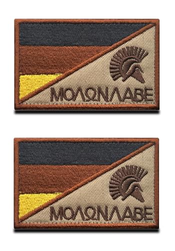 2 Stücke Deutschland/Molon Labe Flaggen Patch Gestickt Abzeichen mit Klett Deutsch Applikationen für Kleidung Taschen Rucksack Uniform Weste Hundegeschirr Militär Taktisch Jersey von Zcketo