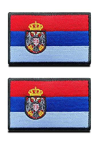 2 Stücke Serbien Balkan Serbia Flagge Annähen Patch mit Verschluss zum Kleidung Taschen Rucksack Uniform Weste Hundegeschirr Militär Taktisch Draussen Reisen Uniform von Zcketo