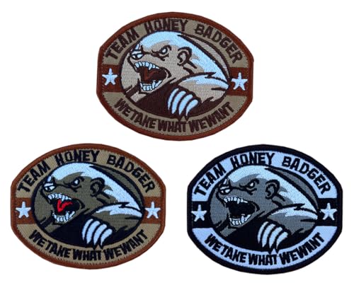 3 Stück "Team Honey Baoger,We Take What We Want" Patch Fun Brüllender Bär Bestickter Aufnäher Insignien Patch für Rucksäcke Kleidung Taschen Uniform Weste Jersey Biker DIY von Zcketo